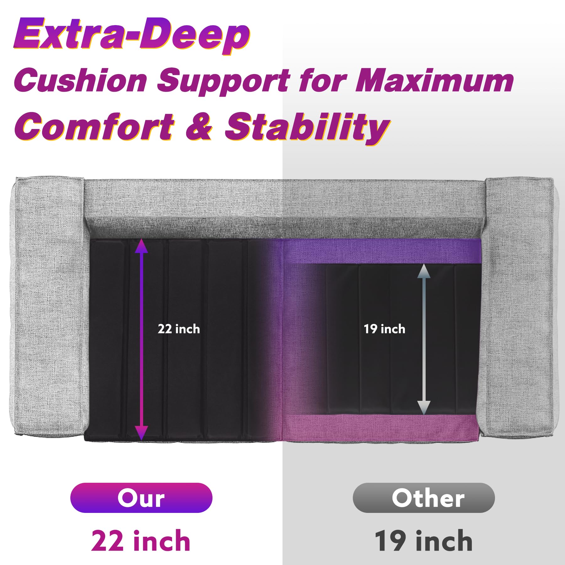 HomeProtect Large Sofa Cushion Support [22" x68-81] Extra Firm Couch Saver for Saggy Couches, 0.5" Thick Furniture Cushion Support Insert Sofa Seat Saver for Saggy Couches - Fix Your Living Room Sofa