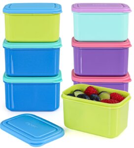 caperci small snack containers with lids 6 pack - 5oz/150ml leakproof stackable small food storage containers for school lunch, work, travel, bpa-free