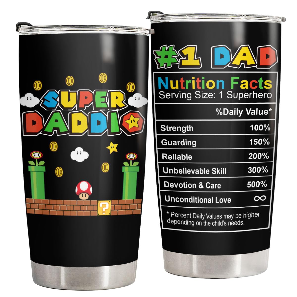 34HD Christmas Gifts for Dad, Daddio Tumbler with Lid 20 oz Stainless Steel, Daddio Coffee Mug, Gamer Dad Birthday Gifts from Daughter Son