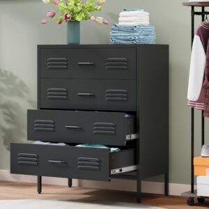 lcaopc black metal 4 drawer dresser for bedroom, chest of drawers for closet, bedroom dressers with drawers, metal dressers & chests of drawers for office, bedroom, living room and entryway