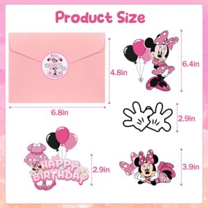 EnlSinr 9 Pcs Pink Minnie Cake Decorations for Girls, Pink Bow and White Gloves Mouse Birthday Decorations Minnie Birthday Cake Topper for Girls 1st 2nd 3rd Birthday Party Baby Shower Decorations