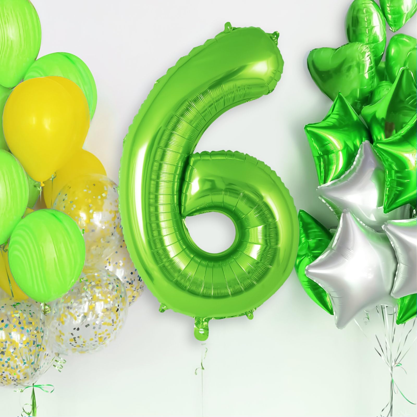 Green Number 6 Balloon 40 Inch, Big Large Foil Helium Number Balloons, Jumbo Giant Mylar Number 6 Balloons for 6 Year Old Birthday Party Decorations Supplies Anniversary Celebration