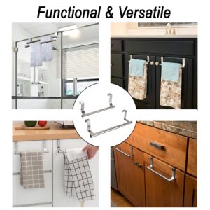 Stainless Steel Over-Cabinet Door Towel Holder (Pack of 2) - Kitchen and Bathroom Towel Rail Towel bar, Perfect for Hand or Tea Towels