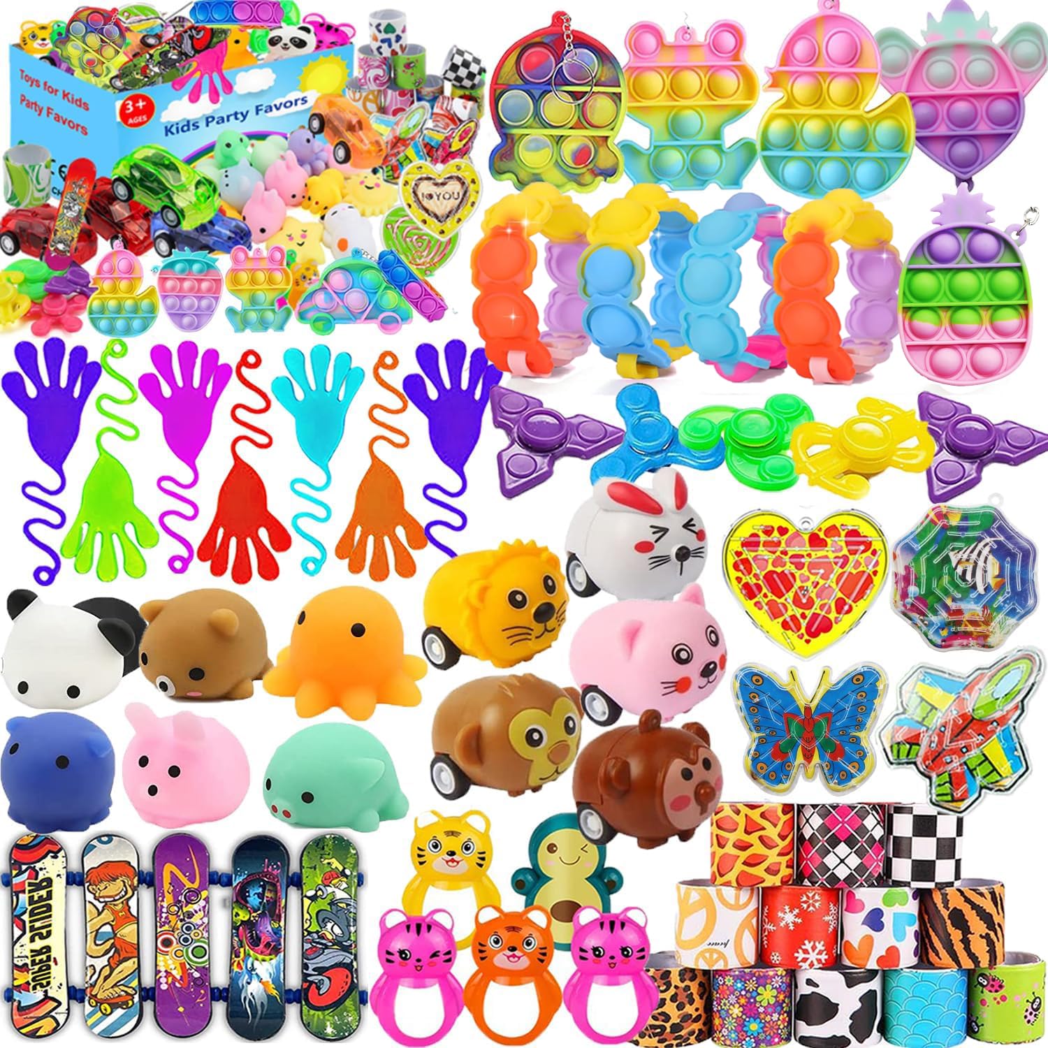 Mivanlin 118 Pcs Party Favors for Kids 4-8-12, Pop Fidget Toys, Treasure Box Toys for Classroom Prizes, Pinata Filler Goodie Bag Stuffers, Treasure Chest, Prize Box Toys for Boys Girls