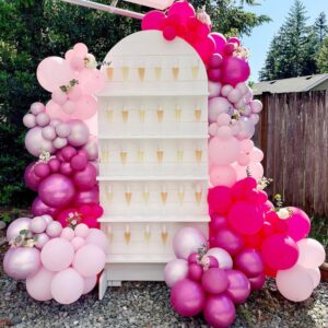 COKAOBE Pink Balloons Garlands Arch Kit, 124pcs Hot Pink Pastel Pink Metallic Magenta Latex Balloons for Wedding Engagement Princess Theme Birthday Bridal Shower Baby Shower Party Decorations