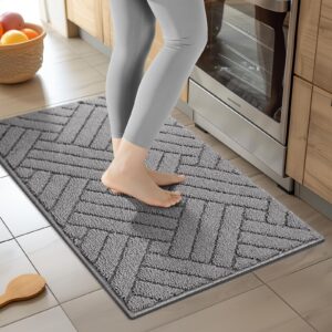 jeedovia kitchen rugs non slip kitchen mats for floor kitchen runner rug, 20"x31.5"grey absorbent resist dirt comfort standing mat for entryway,hallway, front of sink, machine washable