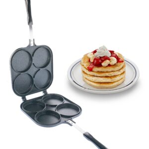 5 STAR SUPER DEALS Pancake Pan Maker Nonstick Double Sided w/ 4 Small Round Mold Designs for Perfect Eggs, French Toast, Omelette, Flip Jack, and Crepes