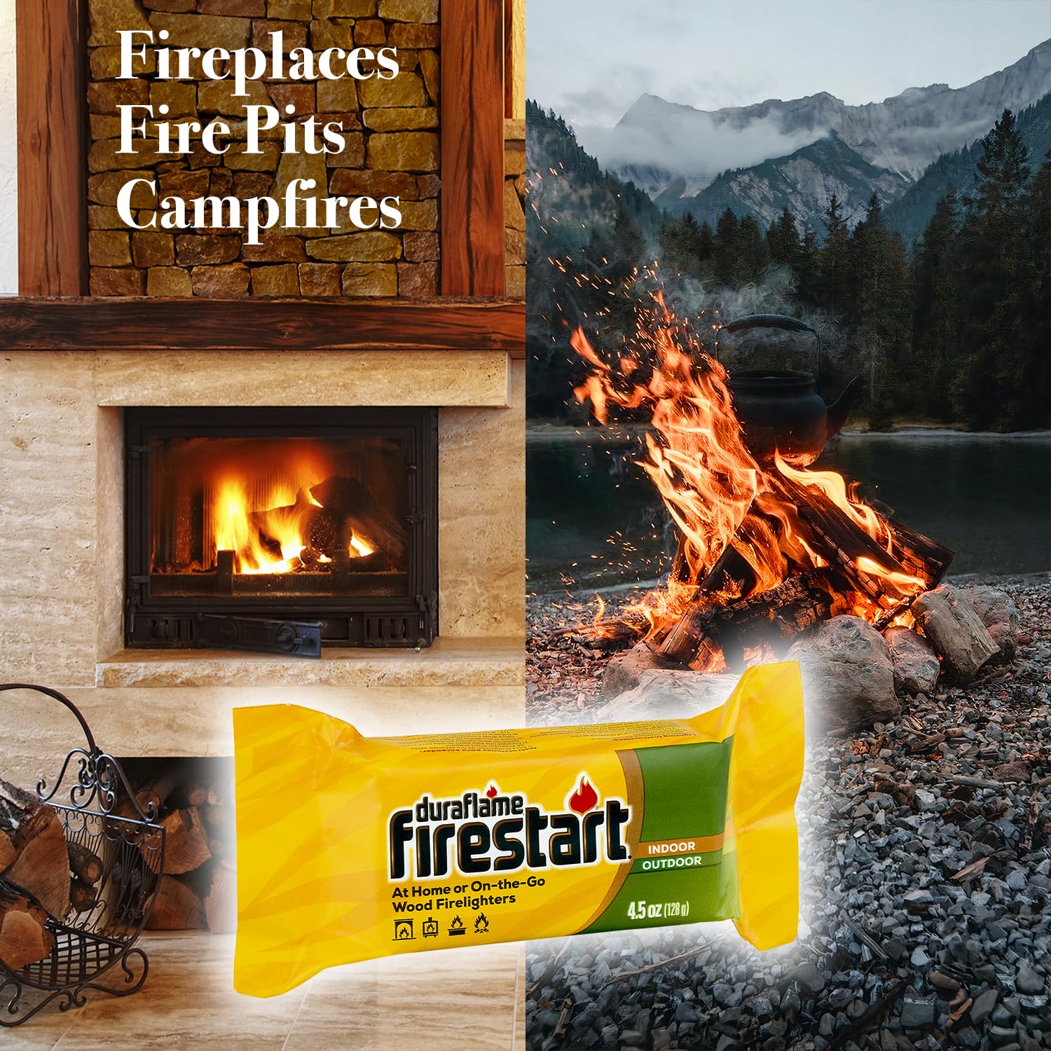 Fire Starter for Indoor and Outdoor Use - Quick Ignition Fire Logs for BBQ, Fireplace, Fire Pit and Campfires (12 Pack)