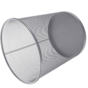 MAGICLULU Trashcan Circular Mesh Waste Paper Bin Round Trash Can Open Top Wastebasket Recycling Bins Garbage Can Waste Basket for Home Office Workspace Silver Metal Mesh Wastebasket