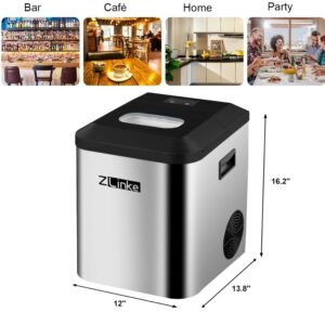 Countertop Ice Maker Machine, 44Lbs/24H Auto Self-Cleaning, 24 Pcs Ice/15 Mins, Portable Compact Ice Maker with Ice Scoop & Basket, Perfect for Home/Kitchen/Office/Bar