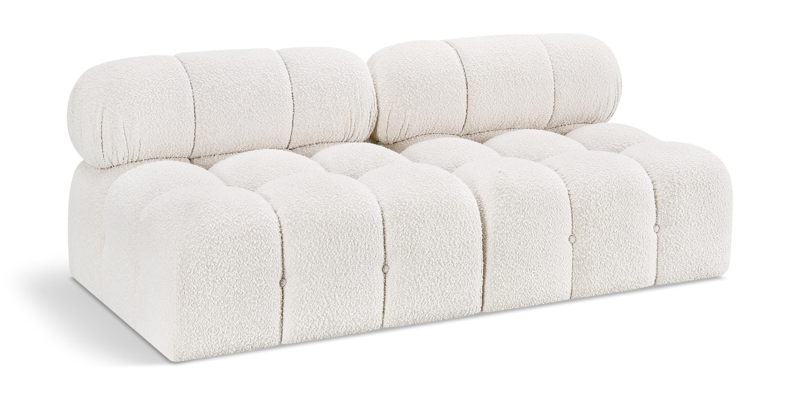 Meridian Furniture 611Cream-S68B Ames Collection Modern | Contemporary Modular Sofa with Rich Cream Boucle Fabric, Modular to Create Infinite Configurations, 68" W x 34" D x 28" H, Cream