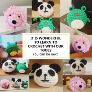 XSEINO Crochet Kit for Beginners - Crochet Start Kit with Step-by-Step Video Tutorials - Learn to Crochet Kits for Adults and Kids - Panda, Frog, Hedgehog