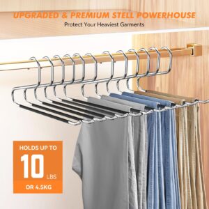 Hodola 18 Pack Pants Hangers Space Saving,Open Ended Metal Pant Hangers,Non Slip Jean Hangers for Men and Women,Closet Storage Organizer for Clothes Leggings Slacks Trouser Ties