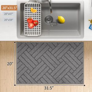 JEEDOVIA Kitchen Rugs Non Slip Kitchen Mats for Floor Kitchen Runner Rug, 20"x31.5"Grey Absorbent Resist Dirt Comfort Standing Mat for Entryway,Hallway, Front of Sink, Machine Washable