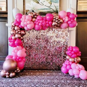 COKAOBE Pink Balloons Garlands Arch Kit, 124pcs Hot Pink Pastel Pink Metallic Magenta Latex Balloons for Wedding Engagement Princess Theme Birthday Bridal Shower Baby Shower Party Decorations