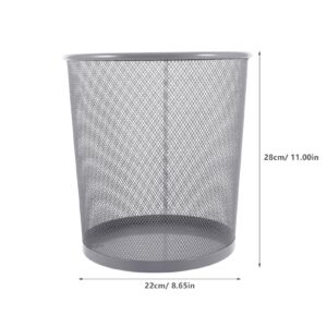 MAGICLULU Trashcan Circular Mesh Waste Paper Bin Round Trash Can Open Top Wastebasket Recycling Bins Garbage Can Waste Basket for Home Office Workspace Silver Metal Mesh Wastebasket