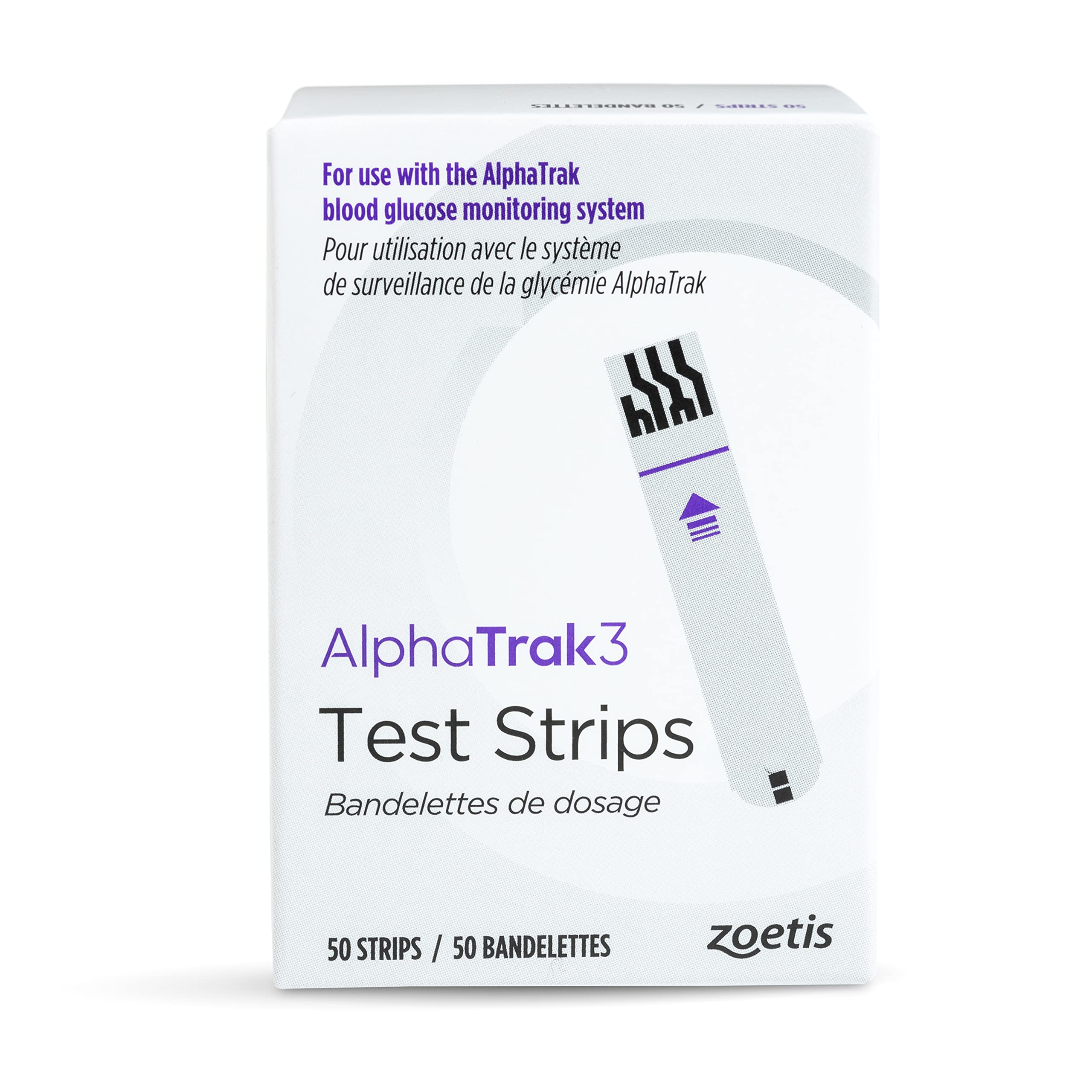 AlphaTrak 3 Test Strips for Use with AT3 Blood Glucose Monitoring System for Cats, Dogs, and Horses, 50 Count