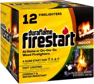 fire starter for indoor and outdoor use - quick ignition fire logs for bbq, fireplace, fire pit and campfires (12 pack)