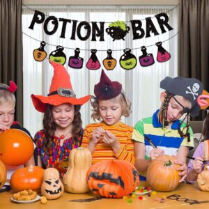 Potion Bar Banner Halloween Poison Bat Horrible Witches Haunted House Theme for Men Women Halloween Festival Holiday Party Purple Glitter Decorations (Potion Bar)