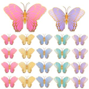 wettarn 20 pcs butterfly centerpieces for tables butterfly party decorations 3d golden butterfly table toppers centerpiece for girl party birthday baby shower (mix color,12 x 9 in,10 x 7 in)