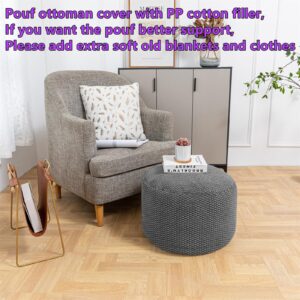 Poofieotto Pouf Ottoman Stuffed with PP Cotton Pouf Filler, Velvet Floor Pouf,Round Ottoman Foot Stool Cushion Storage Ottoman, 20 * 12 Inches Foot Rest for Living Room, Home Decor (Dark Gray)