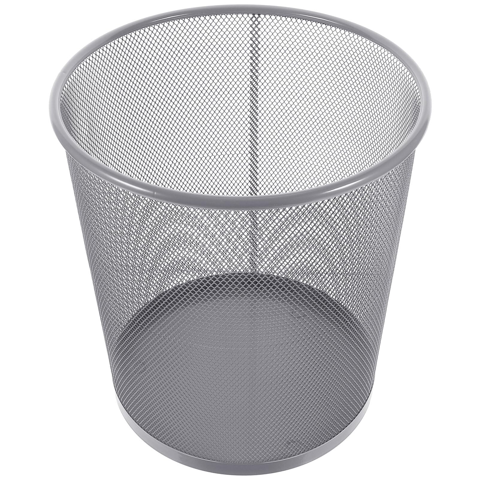 MAGICLULU Trashcan Circular Mesh Waste Paper Bin Round Trash Can Open Top Wastebasket Recycling Bins Garbage Can Waste Basket for Home Office Workspace Silver Metal Mesh Wastebasket