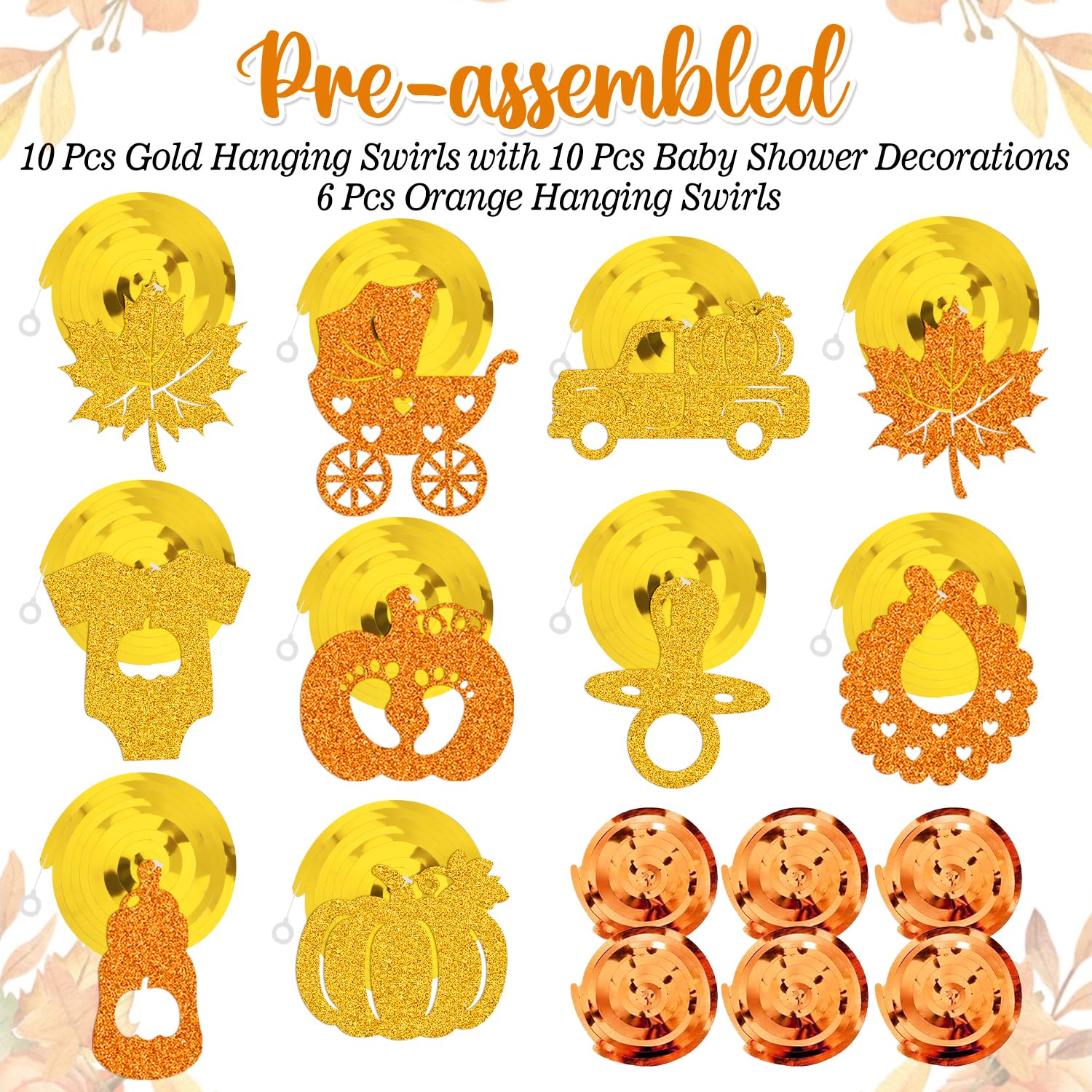 Pumpkin Baby Shower Decorations A Little Pumpkin is on The Way Banner Glitter Orange Baby Shower Hanging Swirls Party Decoration Fall Pumpkin Thanksgiving Theme Gender Reveal Birthday Party Supplies