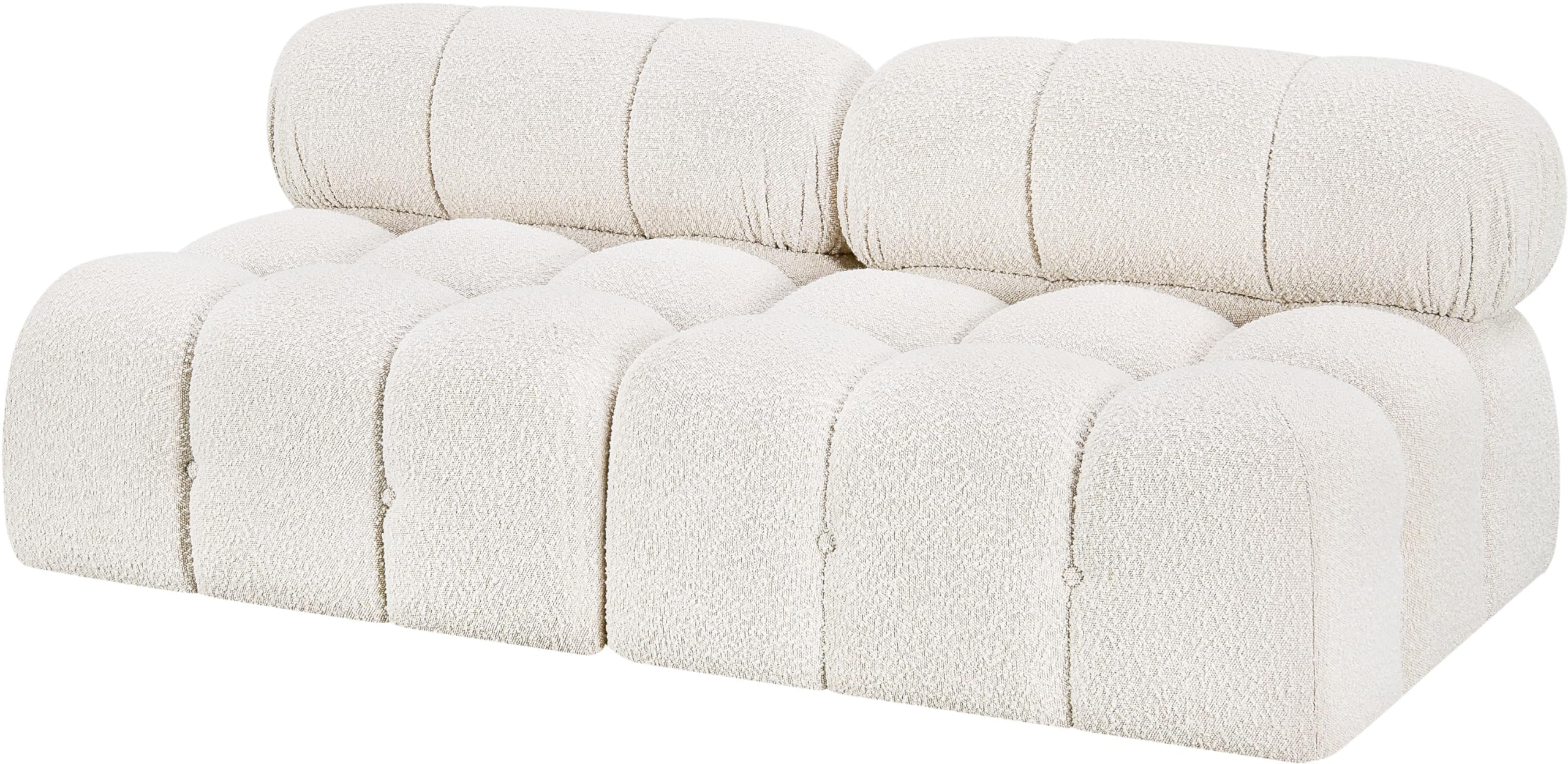 Meridian Furniture 611Cream-S68B Ames Collection Modern | Contemporary Modular Sofa with Rich Cream Boucle Fabric, Modular to Create Infinite Configurations, 68" W x 34" D x 28" H, Cream