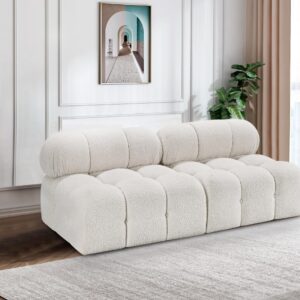 Meridian Furniture 611Cream-S68B Ames Collection Modern | Contemporary Modular Sofa with Rich Cream Boucle Fabric, Modular to Create Infinite Configurations, 68" W x 34" D x 28" H, Cream