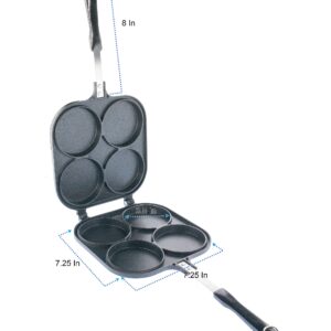 5 STAR SUPER DEALS Pancake Pan Maker Nonstick Double Sided w/ 4 Small Round Mold Designs for Perfect Eggs, French Toast, Omelette, Flip Jack, and Crepes