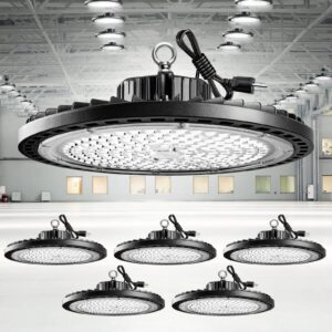 blauesgas 6 pack ufo led high bay light 150w high bay led shop lights 21,000lm commercial bay lighting for warehouse workshop factory gym garage barn