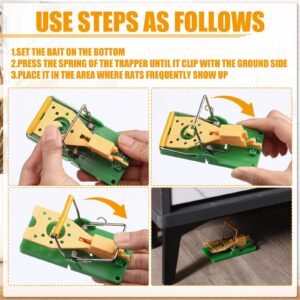 Qualirey Mouse Traps Green 2024 Edition Plastic Mice Trap Rat Traps with Yellow Cheese Color Board Quick Sensitive Effective Mouse Trap Safe Sanitary Mice Traps for House, Garage, Outside(12 Pcs)