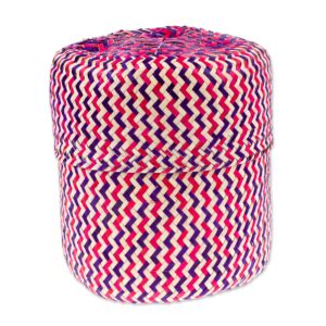 novica handmade natural fiber basket fuchsia with lid from palm in multicolor decor accessories hacienda tropical geometric 'tiger in fuchsia'