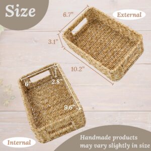 WeeNest Baskets for Organizing, Small Wicker Basket, Storage Baskets for Bathroom, Toilet Basket Tank Topper, Small Basket with Handle, Small Storage Baskets, Resin Wicker Set of 2, Oat Milk