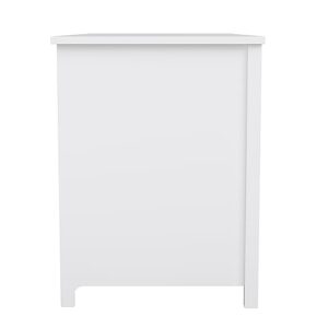 Martha Stewart Hutton Shaker Style Home Office Desk with Storage in White with Polished Brass Hardware