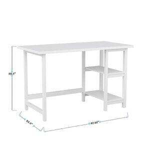 Martha Stewart Beckett Modern Trestle Desk with Open Side Shelving in White Wood Grain Finish