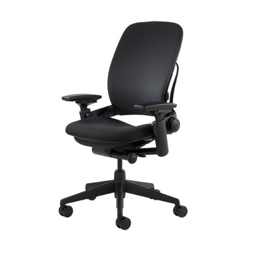 Steelcase Leap V2 Chair Black Fully Adjustable with Seat Depth,Tilt and Tension Contorl,4 Way Adjustable Arms Remanufactured Renewed