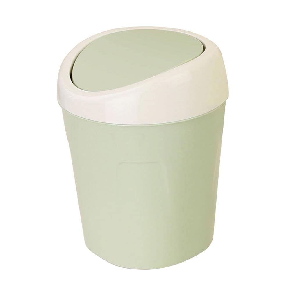 HERCHR Mini Trash Can, Desktop Trash Can with Swing Lid Tabletop Wastebasket Plastic Countertop Garbage Can Tiny Waste Garbage Bin for Home Office(Green)