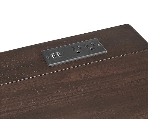 Stakmore Folding Desk with Built in 100V outlet and USB, Espresso Finish