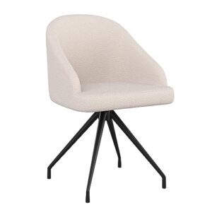 martha stewart sora stationary swivel task chair with sloped arms for home office in white boucle with oil rubbed bronze frame