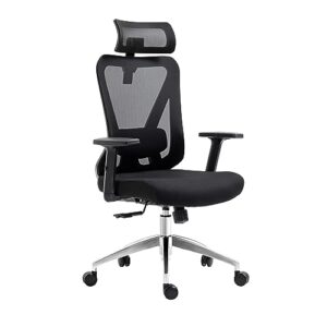 techni mobili truly ergonomic office chair with lumbar support & adjustable headrest – breathable mesh office chair with 5 precision adjustment points, black