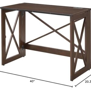 Stakmore Folding Desk with Built in 100V outlet and USB, Espresso Finish