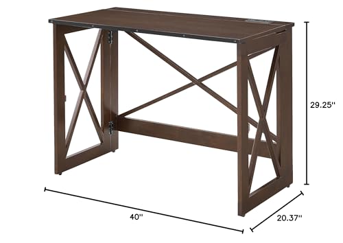 Stakmore Folding Desk with Built in 100V outlet and USB, Espresso Finish