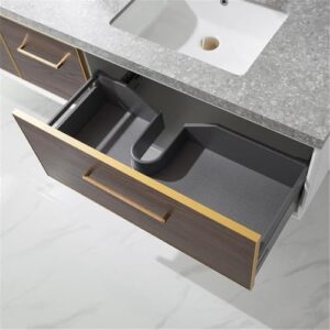 VINNOVA Caparroso 84" Double Sink Bath Vanity in Dark Walnut w/Grey Sintered Stone Top