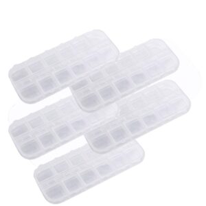 pokinge 12 grid clear plastic jewelry box organizer 5pcs clear bead storage box for jewelry, nails, art diy, craft storage, glitters collection