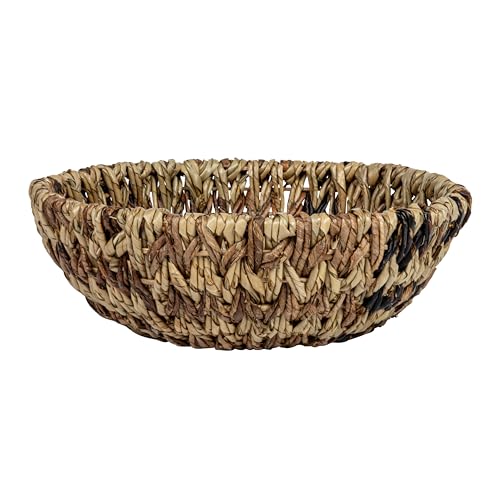 Bloomingville Small Woven Buri and Banana Fiber Organizer Decor for Storage, Natural and Brown Basket