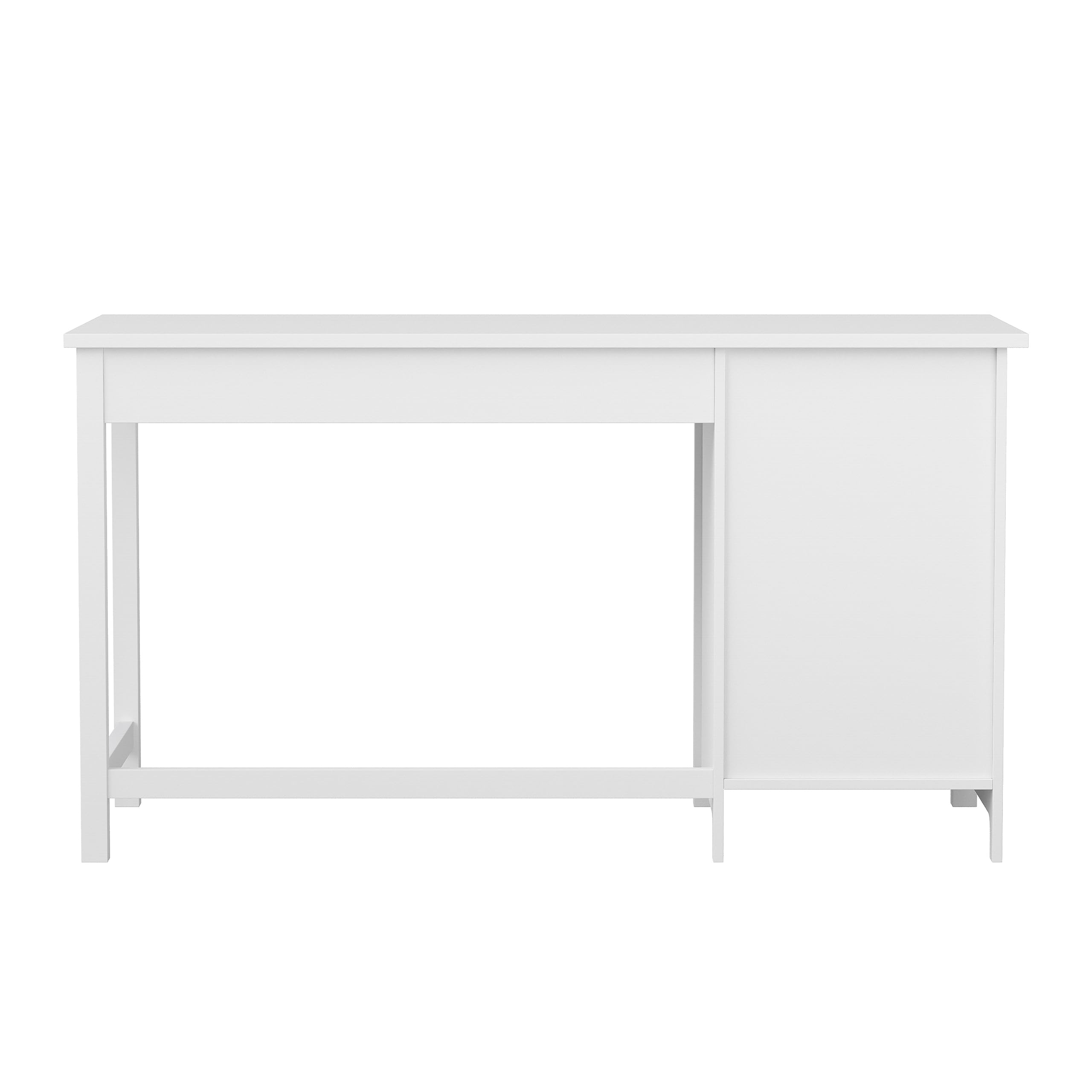 Martha Stewart Hutton Shaker Style Home Office Desk with Storage in White with Polished Brass Hardware