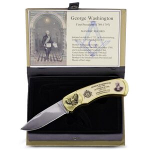 Trendy Zone 21 US President George Washington Legendary Freemason Masonic Knife with Presidential Eagle Embossed Masonic Symbols Masonic Folding Pocket Knife|3" Stainless Steel Blade