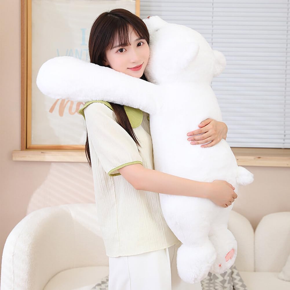 SNOWOLF Giant Weighted Bear Stuffed Animals, 40" White Bear Plush Throw Pillow Super Cute Kawaii Plushie Polar Bear Hugging Toys Gifts for Boys Girls Adults, 100cm, White