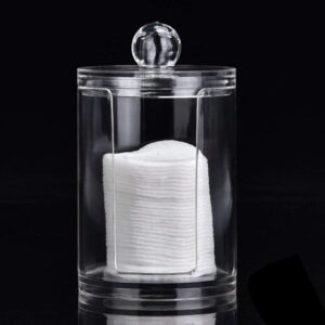 Cotton Round Holder, Cotton Pad Holder Makeup Pads Cotton Swab Dispenser for Bathroom Storage, Makeup Cosmetic Storage Organizer Box Round, Clear, Acrylic, 3 X 3 X 4.3inch